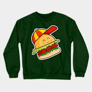 Funky Burger wearing hat Crewneck Sweatshirt